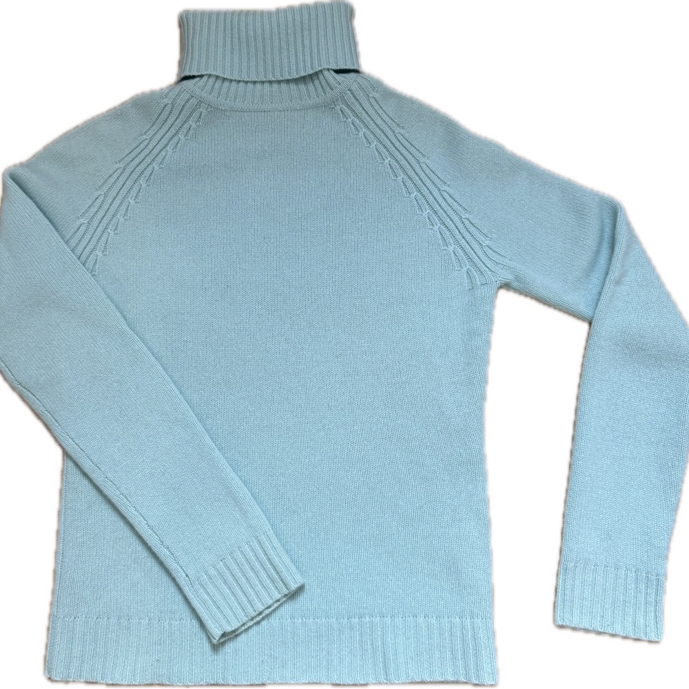 Sutton Studio Cashmere Sky Blue Cowl Neck Sweater